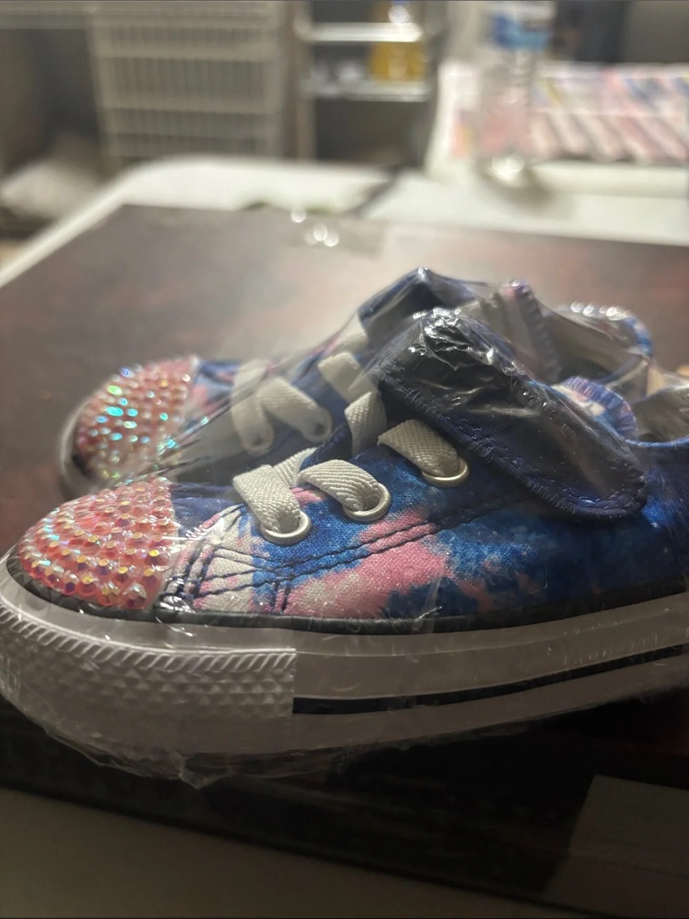 Converse Kids Blue Pink Rhinestone Sneakers